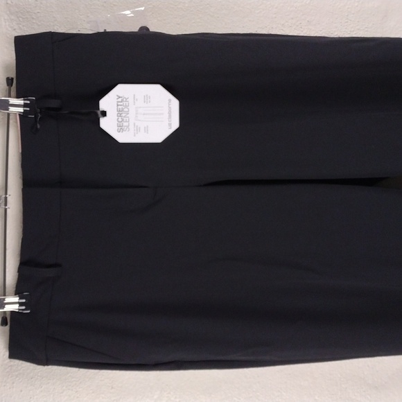 Liz Claiborne Petite Black Mid Rise Flat Front Straight Leg Career Trouser Pant - Picture 2 of 15